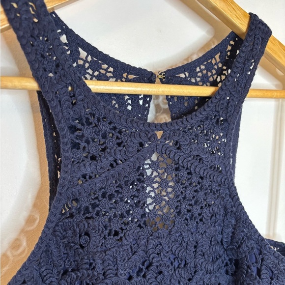 Lilly Pulitzer Jamie Navy Crochet High Neck Mini Dress - Picture 7 of 12